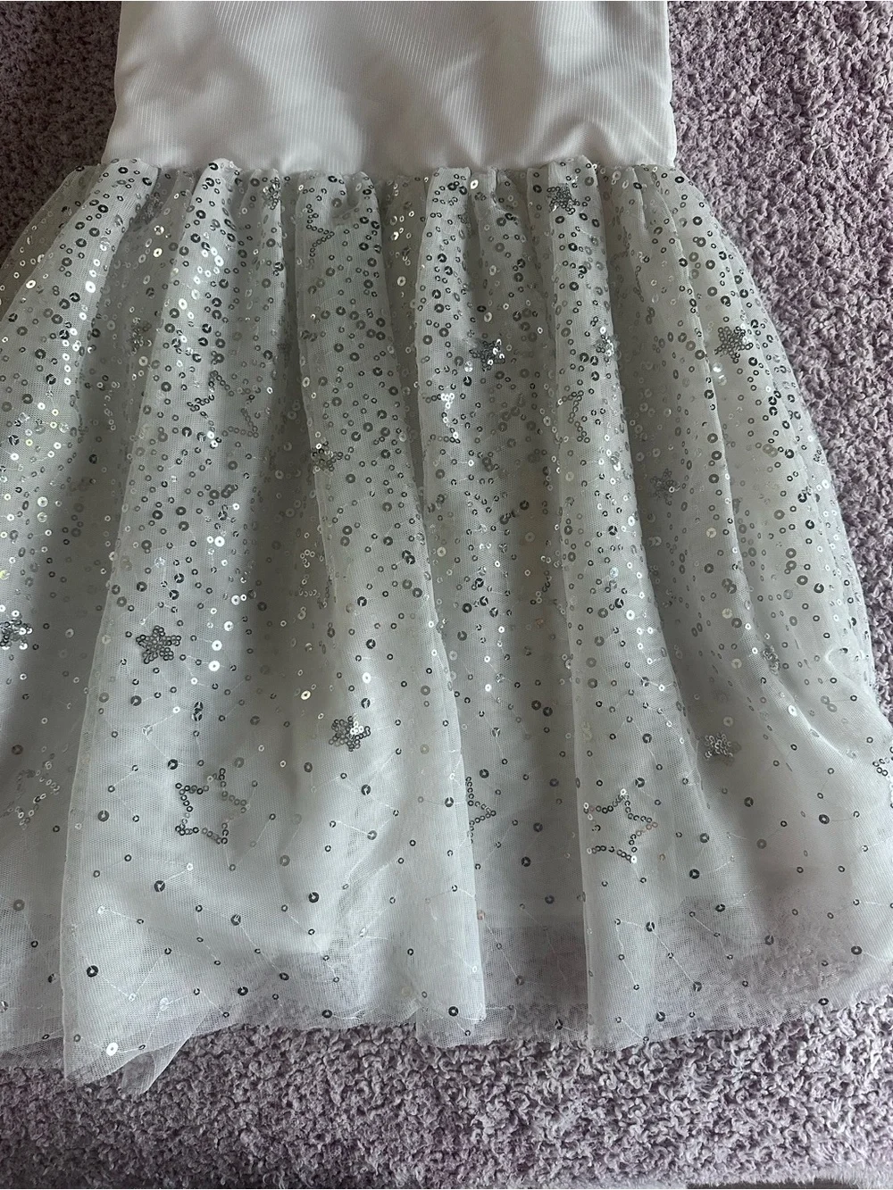 Girls White Sequin Tulle Party Dress